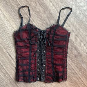 Gorgeous silk lace-up corset with built-in bra